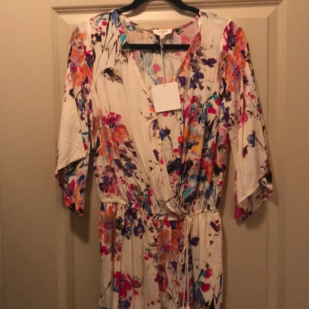 Cream patterned romper